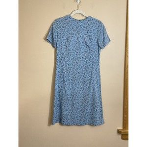 VTG Womens Handmade Floral Midi Shift Dress Sz 6 8 Blue Cottagecore Prairiecore